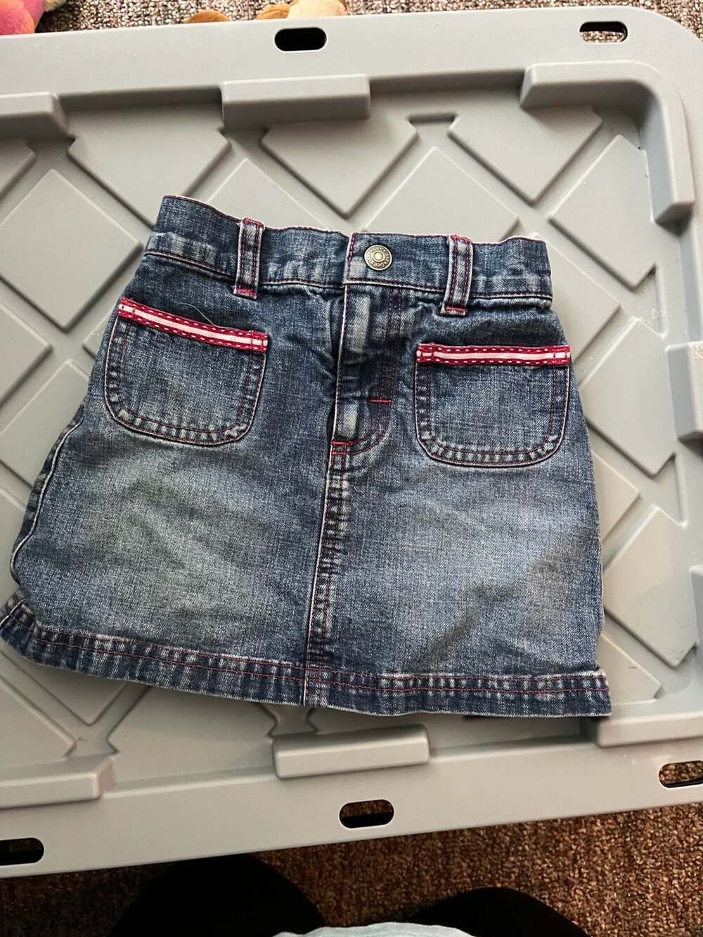 The Children's Place Girls' Denim Jean Skirt with Pink Stitched Detail, Size 2T
